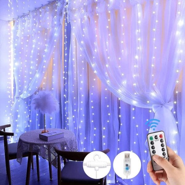 Curtain Fairy Lights (Warm White Color) - White