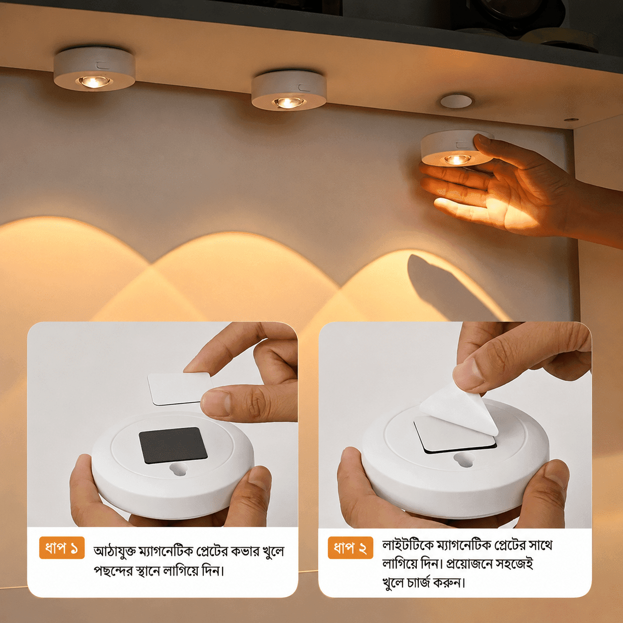 rechargeable cabinet closet spot light sensor w
